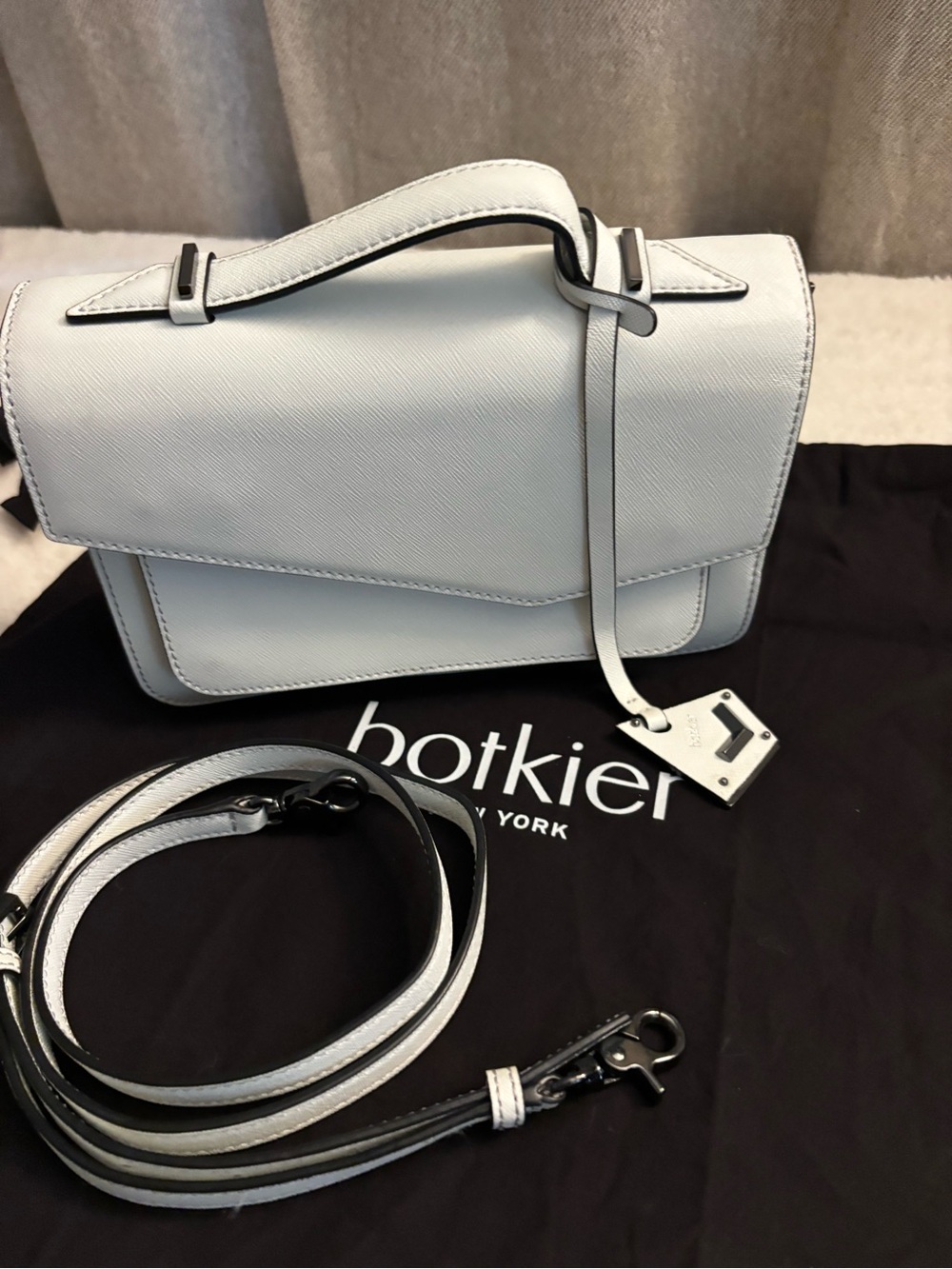 Botkier White Saffiano Leather Top-Handle Satchel with Strap